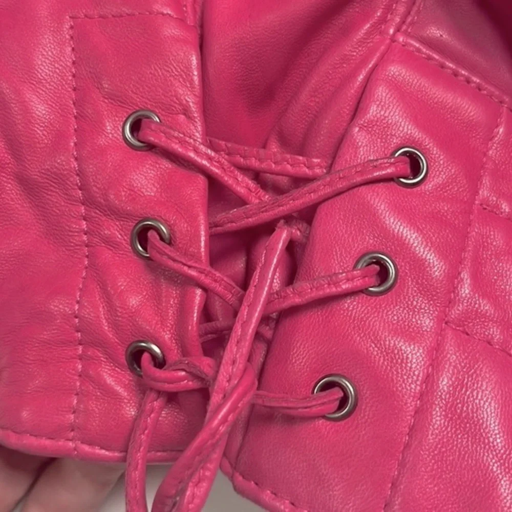 North Beach Leather Vintage cropped pink leather bolero jacket - Picture 10 of 12